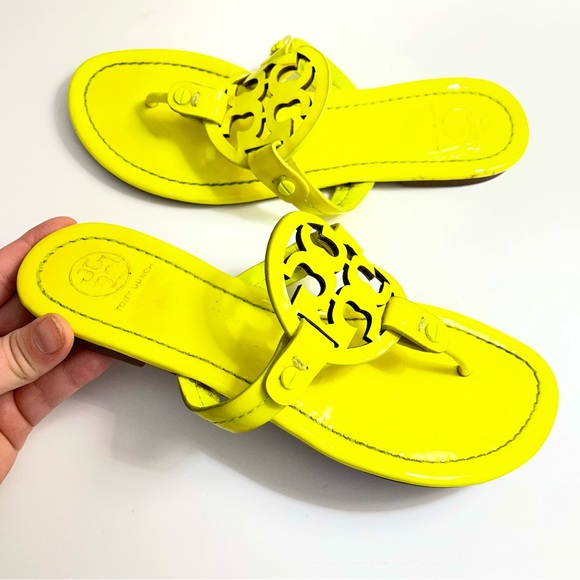 Tory Burch Shoes - Tory Burch Neon Yellow Miller Patent Leather Sandals Size 6.5